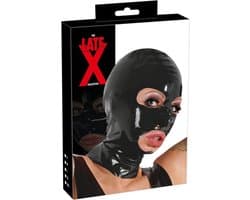 Late X – Latex Hoofdmasker Glanzend met Openingen en Anatomische Pasvorm -  Zwart