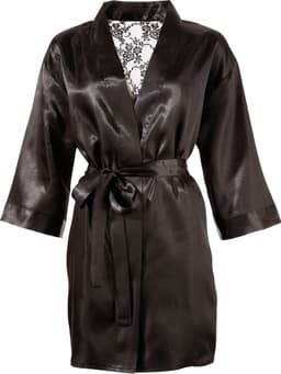 Cottelli Collection – Kimono Non-Transparant Uitdagen en Stijlvol – Maat L/XL – Zwart — thumbnail 1