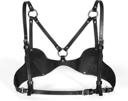 Nooitmeersaai - Harnas Vrouw - Leer - Bondage BH - Zwart - BDSM - Bondage Harnas Borsten — thumbnail 2