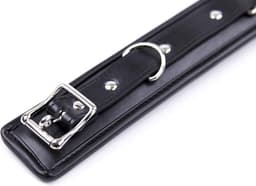 Banoch | Collar & Leash Silver | Zwarte Halsband met Zilverkleurige Riem | Verstelbare Bondage Halsband | PU Leer | BDSM — thumbnail 17