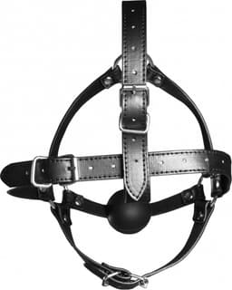 Hoofdharnas met Solid Ball Gag - Zwart — thumbnail 3