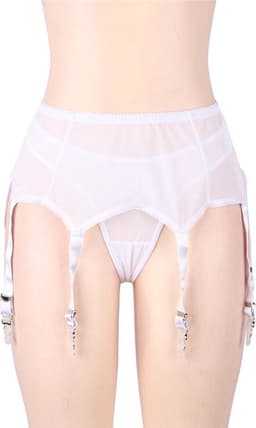 Ouderwetse witte Jarretel gordel met bijpassende string | maat 48/50 | Garter Belt - Erotische Lingerie - Lingerie Setje — thumbnail 3
