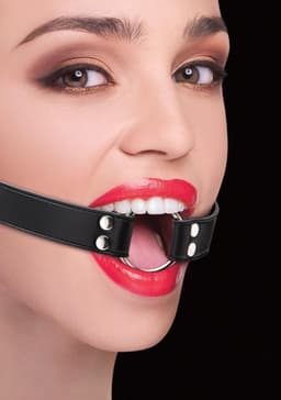 Ouch! – Ring Gag Mond Knevel met Open Ring voor Speeltjes of Vlees – Zwart — thumbnail 1