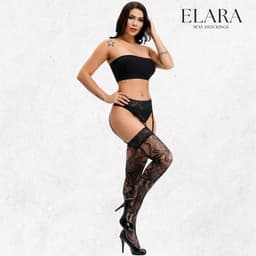 Elara Mirella – Sexy Jarretel Gordel met Kousen – 2-Delige Lingerieset – Verleidelijke Netkousen met Kant – S t/m XL – Dames Lingerie — thumbnail 2