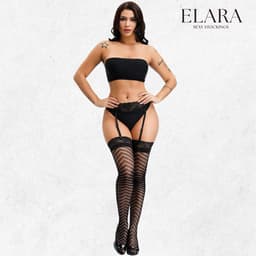 Elara Evelora – Sexy Jarretel Gordel met Kousen – 2-Delige Lingerieset – Verleidelijke Netkousen met Kant – S t/m XL – Dames Lingerie — thumbnail 3