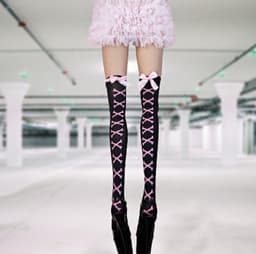 BamBella® -kousen dames - roze strikjes sokken zwart — thumbnail 4