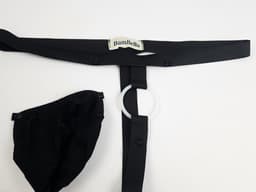 BamBella® - Sexy Lingerie Heren S/M - Zwart mannen ondergoed open kruis slip Met Penisring cockring — thumbnail 1