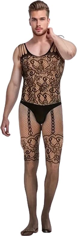 LekkerStout Heren Bodystocking - Open Kruis - Zwart - Sexy Herenlingerie | S-L | ( LS157 ) — thumbnail 1