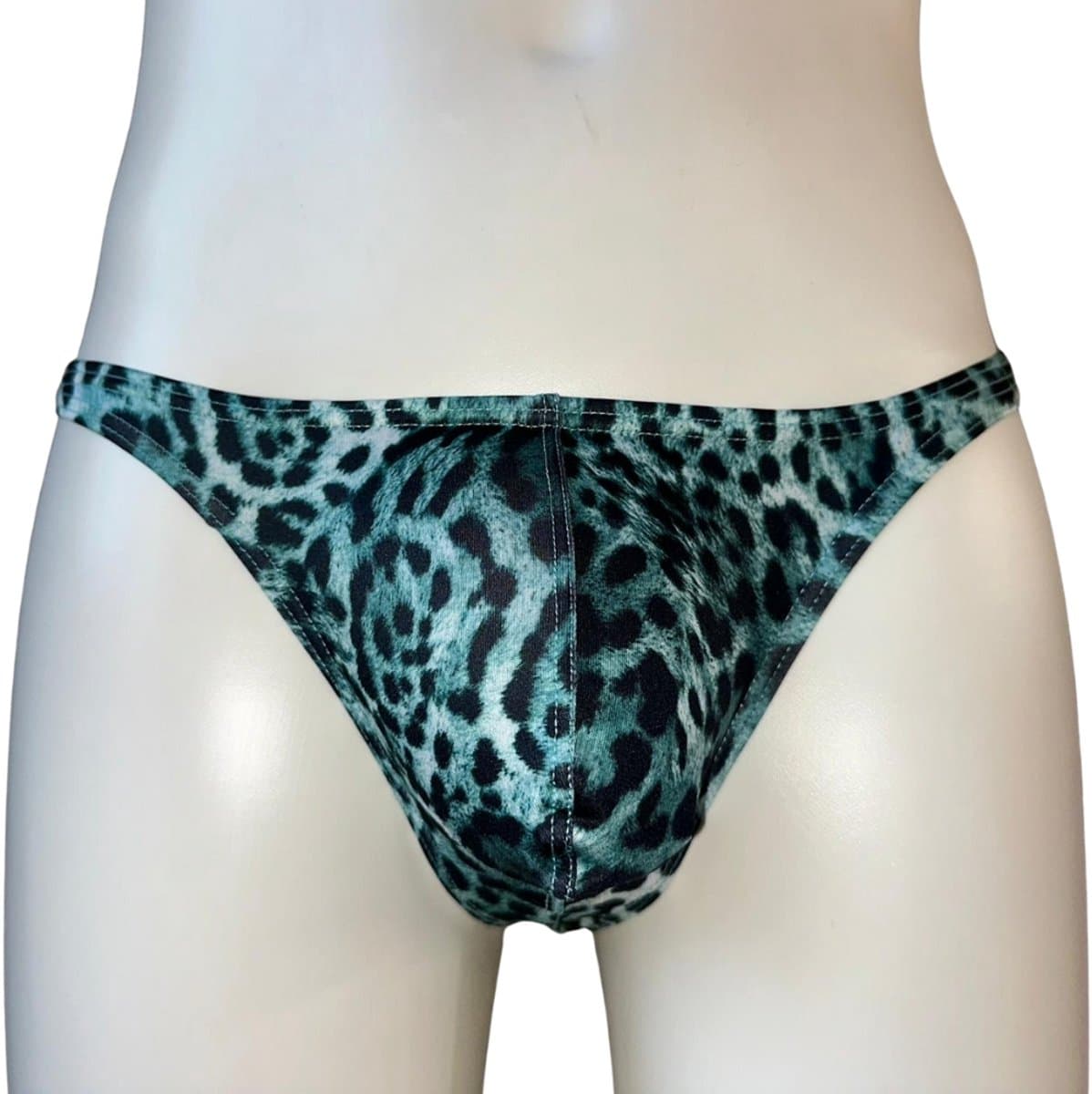 LekkerStout Heren Luipaard String - Turquoise - Sexy Herenondergoed | L | ( LS248 ) — afbeelding 1