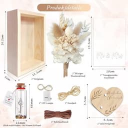 Romantisch geldcadeau met eeuwige bloemen en houten doos voor hem en haar — thumbnail 6