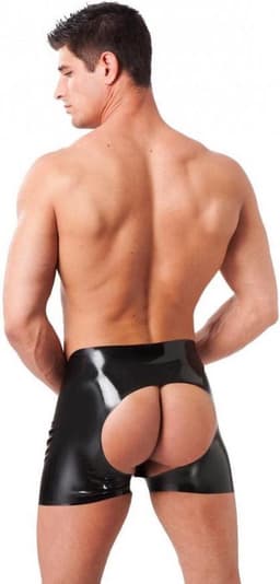 Rimba - Latex Boxershort met open achterkant - Zwart - Maat L — thumbnail 1