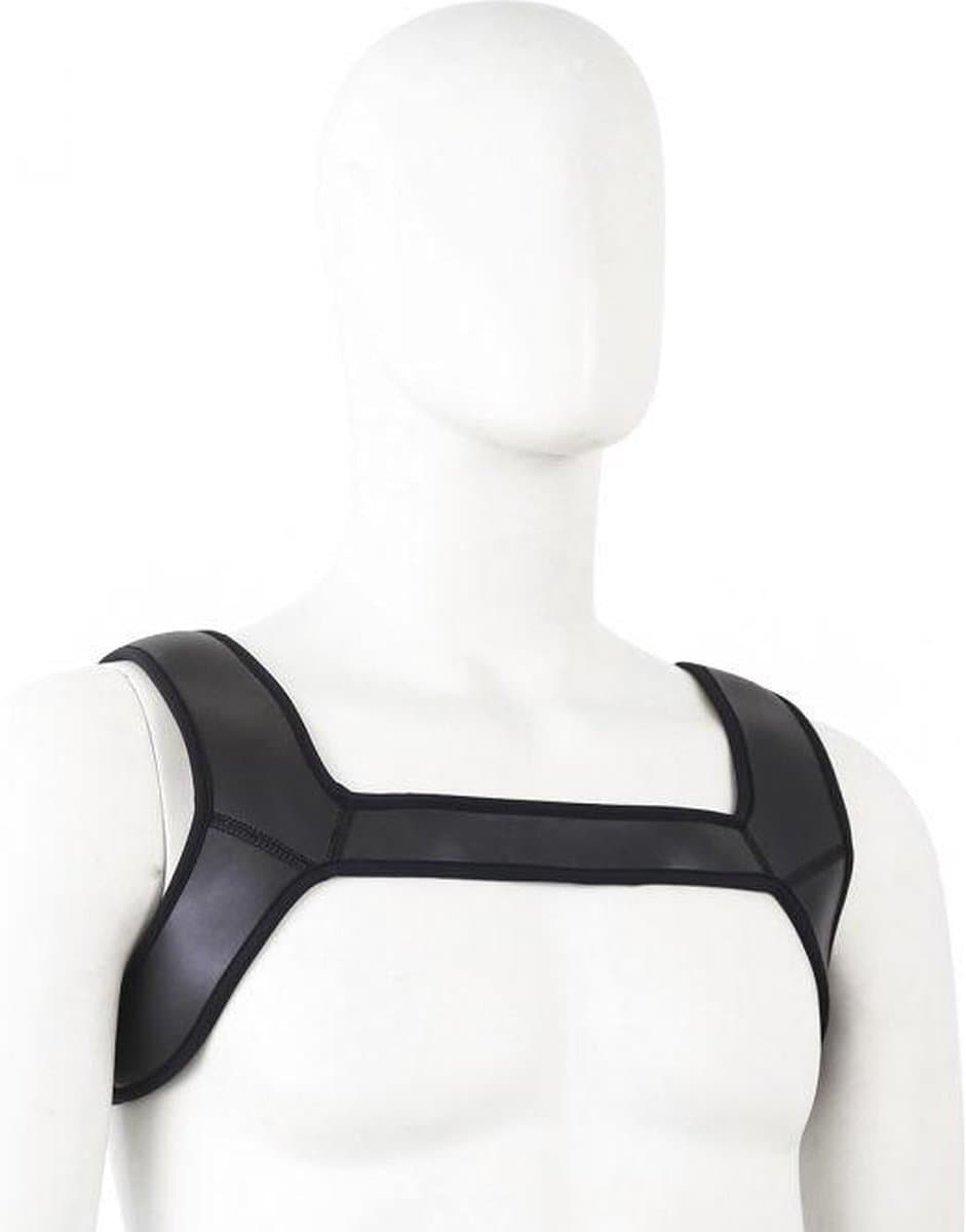 Neopreen schouder-borst harnas tuigje - zwart - maat L — afbeelding 1