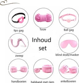 Erodit® Double gag bondage set roze - 8 delige set- verstelbare riemen - bondage- SM -seks speeltje - BDSM - beginners- koppels - erotisch spel - diepe penetratie- Sex spel - Erotiek- Seks speeltjes koppels - Mannen - Vrouwen — thumbnail 2