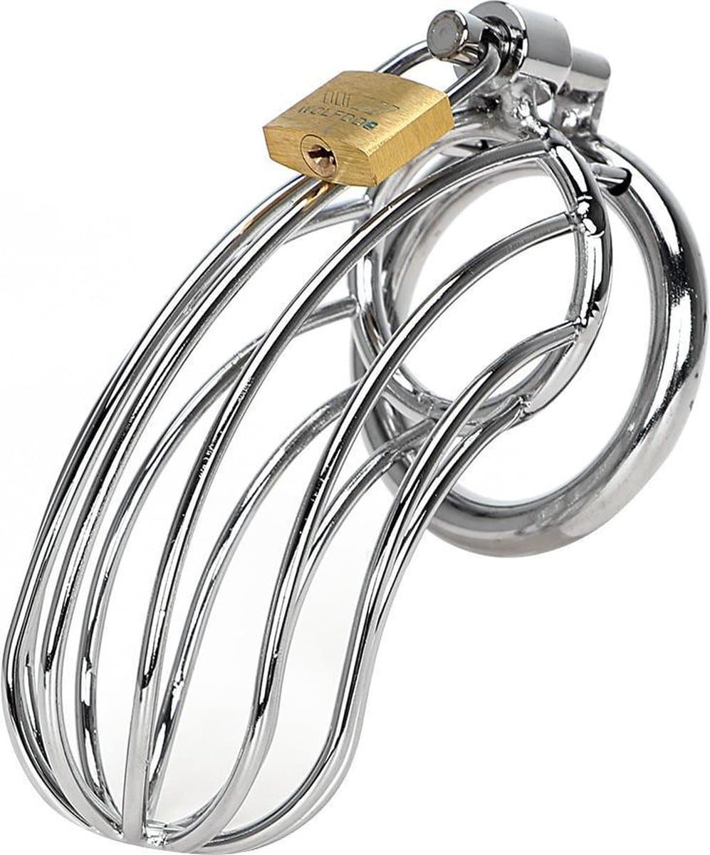 Quick Relief - Chastity Cage No-Relief™ - Kuisheidskooi - Metaal - Kuisheidskooi voor Mannen - Staal - Chastity cage - Deluxe Sissy - Cock Cage - Zilver — afbeelding 1