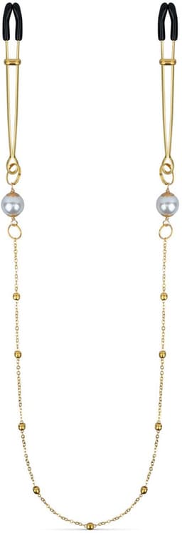 Gouden Tepelklemmen met Ketting en Parels — thumbnail 1