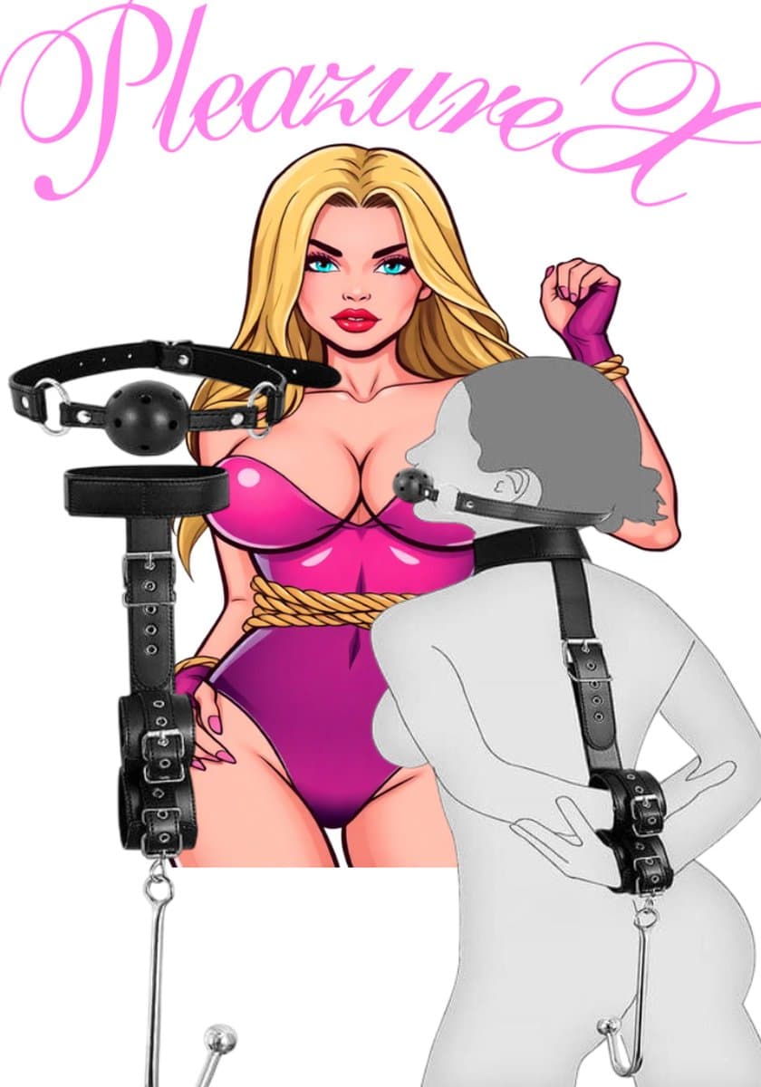 PleazureX - Fetish Series - Bondage set - gag ball - handboeien - anale haak - kwaliteits set - kinky - fetisj - beperkingen — afbeelding 1