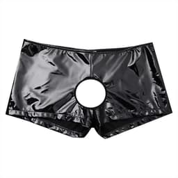 PU Leer boxershort heren - Open kruis en billen - Porno onderbroek - Latex look — thumbnail 2