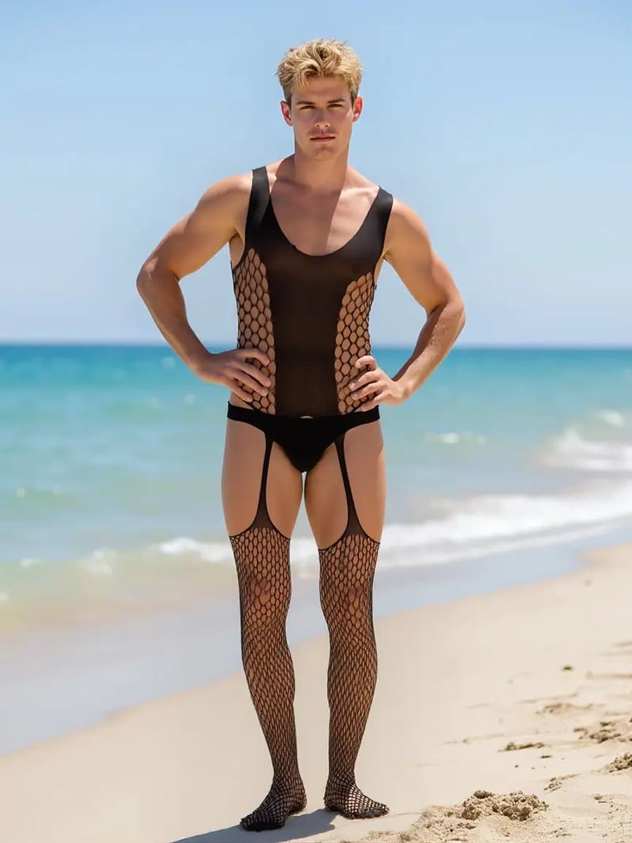LekkerStout Jarretelbody voor Hem - Zwart - Sexy Herenlingerie | S-L | ( LS156 ) — afbeelding 1
