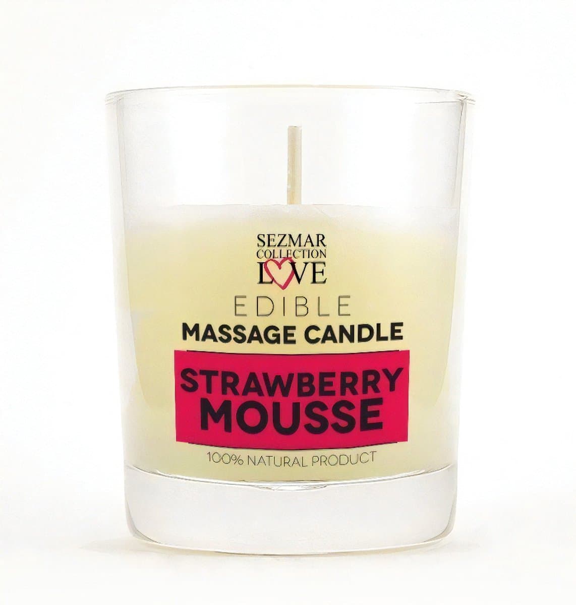 Love – Sezmar Collection Edible Massagekaars 100% Natuurlijke Verwenning | Strawberry Mousse | Voor Romantische Avonden en Zoete Verleiding – 100 ml — afbeelding 1