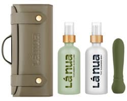Lá Nua - Ontspannende Cadeau set met glijmiddel 100ml, vibrator en toy cleaner 100ml in reistas Cucumber aloe