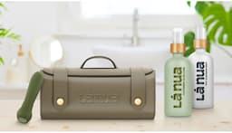 Lá Nua - Ontspannende Cadeau set met glijmiddel 100ml, vibrator en toy cleaner 100ml in reistas Cucumber aloe — thumbnail 4