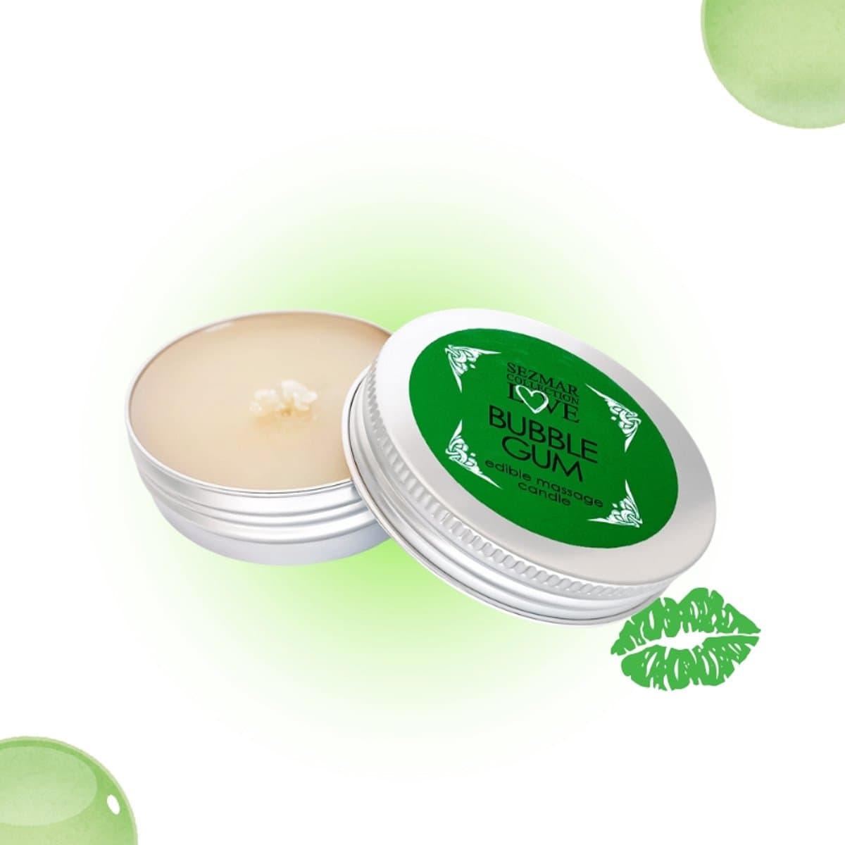 Sezmar Love’s Massagekaars Bubble Gum – 100% Natuurlijke Massage Olie – Smeltende Kaars met Zoete Kauwgomgeur – 30 ml — afbeelding 1