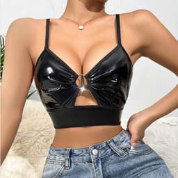 Glanzend Sexy Topje - BH - Zwart - Festival - Lingerie - Dames — thumbnail 3