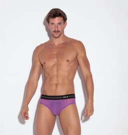 CODE 22 Sheer Mesh Brief Grape - MAAT M - Erotisch Heren Ondergoed - Slip voor Man - Sexy mannen Slip — thumbnail 2
