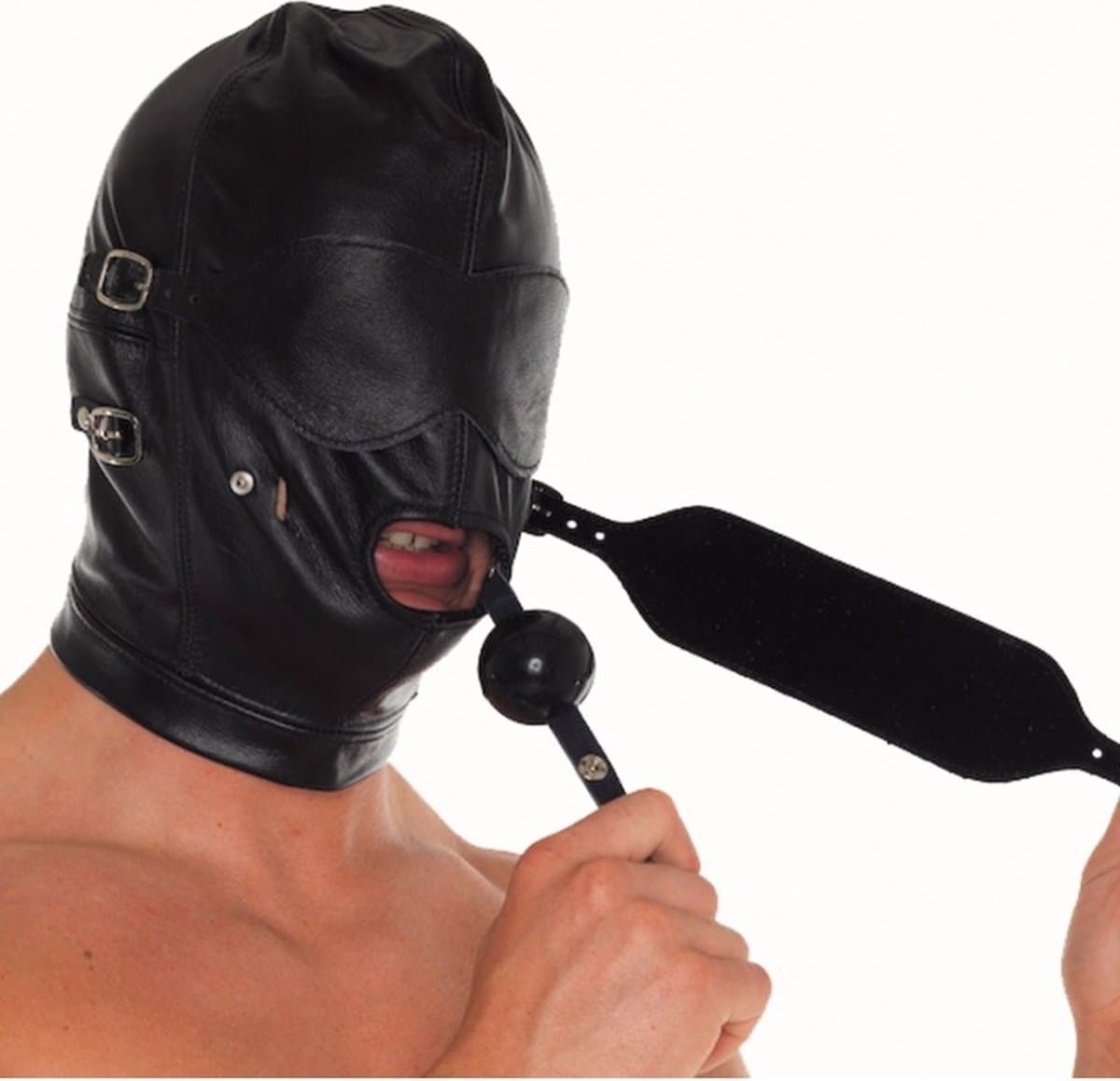 Bondage play - Hoofdmasker met afneembaar mondknevel — afbeelding 1