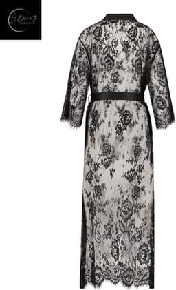 Luxe Erotische Kimono Dames – Sexy Lingerie – Lingerie Erotisch – Zwart – Transparante Kant Kimono – Verleidelijke lingerie & ochtendjas – High End – Chique – Clubwear – Satijnen Strikceintuur– Elegante Nachtkleding – Dare to Undress – S, M, L, XL — thumbnail 8