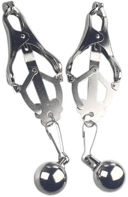 Oneay Tepelklemmen met Ketting en Bel – Verstelbare Nipple Clamps met Verzwaarde Ballen – Comfortabele Niet-Piercing Body Sieraden voor Vrouwen en Mannen – BDSM Accessoire voor Stellen (Zilver) — thumbnail 1
