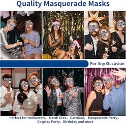 Maskers - Venetiaans oogmasker - Retro zilveren masker - Masker gala - Gemaskerd bal masker - Feest masker - Dames en Heren - Carnaval en Halloween Verkleed Masker — thumbnail 3