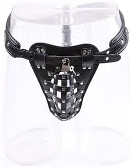 PU-Leren Kuisheidsgordel Mannen met Penis Kooi en Hangslot – Verstelbare BDSM Bondage Harnas – Chastity Belt – Mannelijke Kuisheid – Seksspeeltjes voor Mannen — thumbnail 3