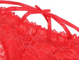 Zeloria Kanten Slip met Open Kruis en Strikdetail – Rood – Dames Lingerie Slip met Bandjes – XL — thumbnail 3