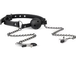 Open Ball Gag Met Tepelklemmen