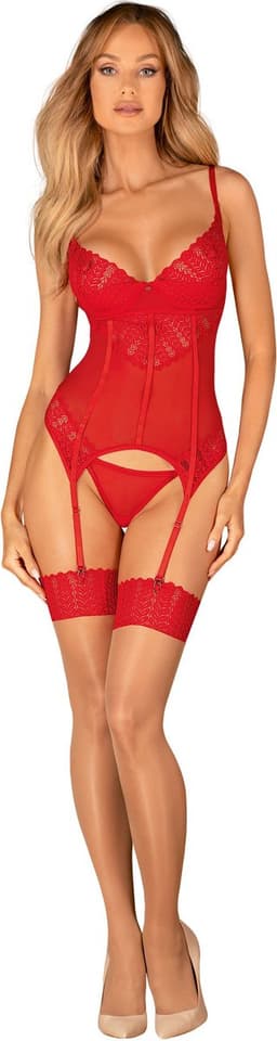 Obsessive - Ingridia Korset & String - Rood XS/S | Erotische Lingerie | Lingerie Set | Sexy Lingerie — thumbnail 6