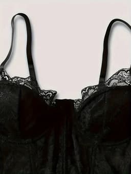 Sexy Zwarte Jurk Dames – Sexy Lingerie – Erotische lingerie – Lingerie Erotisch – Kant & Satijn Bodycon Jurk – Boudoir Lingerie Look – Corset Jurk – Madam Hommard – Clubwear – Festival Verleidelijke Mini Dress – Dare to Undress – Maat XS, S, M, L, XL — thumbnail 5