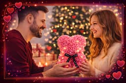 XXL Rozenbeer - LED Verlichting - Valentijnsdag - Dag van de Vrouw - 25 cm — thumbnail 3