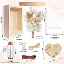 Romantisch geldcadeau met eeuwige bloemen en houten doos voor hem en haar — thumbnail 4