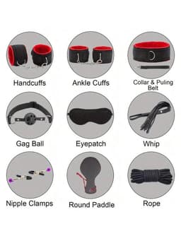 Daity 30-delige BDSM Sex Speeltjes Set - Erotische Bondage Set met Vibrator, Handboeien, Buttplugs, Zweep, en Meer - Volwassen Speelgoed voor BDSM Spelletjes en Intiem Spel - roze — thumbnail 3