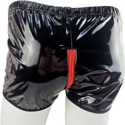 BamBella ® - Boxer short Maat S/M Datex Zwart (Latex en stof SM kleding BDSM met rits erotische heren kleding ondergoed lingerie onderbroek zwart — thumbnail 4