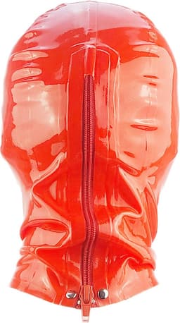 BNDGx® -100% Latex Masker ogen mond open - Anoniem Erotiek - Extreme BDSM sm fetish Rollenspel kleding Rood — thumbnail 2