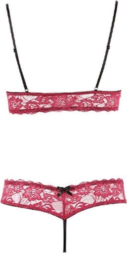 Cottelli Collection - Lingerie Set met Toegankelijkheid tot Tepels en Vagina voor een Spannende Ervaring – Maat M – Rood — thumbnail 2