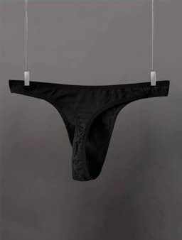 Sexy Zwarte Heren String – Lage Taille, Ademend Ondergoed met I Love My Wife Print — thumbnail 2