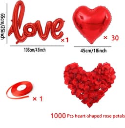 Hart Ballonnen Set - Valentijn Decoratie - Romantische Sfeer - Inclusief Rozenblaadjes - 30+1 Stuks - Rood — thumbnail 4