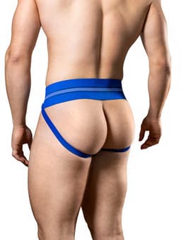 MM Sports The Original No. 10 Swimmer/Jogger Jockstrap 3 inch Blue - MAAT M - Heren Ondergoed - Jockstrap voor Man - Mannen Jock — thumbnail 4
