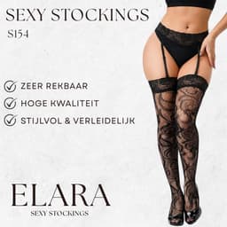 Elara Mirella – Sexy Jarretel Gordel met Kousen – 2-Delige Lingerieset – Verleidelijke Netkousen met Kant – S t/m XL – Dames Lingerie — thumbnail 5