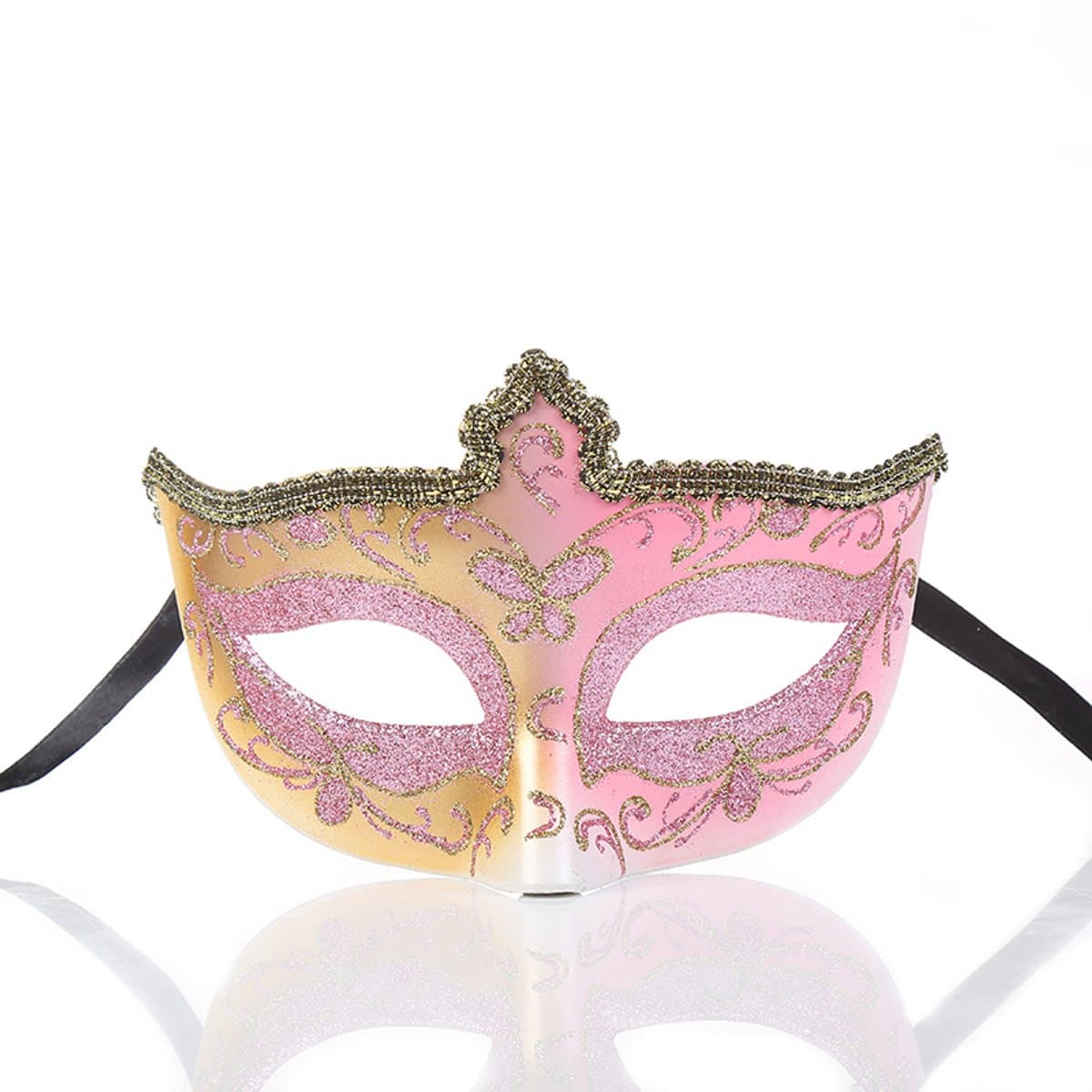 Gemaskerd bal kant masker taart helft gezicht dames dragen masker, 1 stuk, roze — afbeelding 1