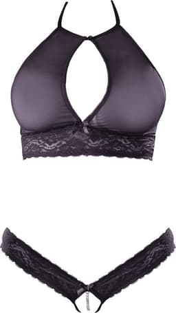 Cottelli Collection Sexy 2-Delige Transparante Set Met Open Kruisje — thumbnail 3