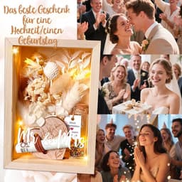 Romantisch geldcadeau met eeuwige bloemen en houten doos voor hem en haar — thumbnail 5